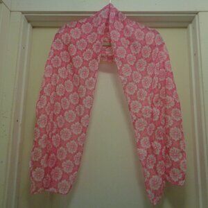 BARBIECORE COCONUT GIRL HIBISCUS LONG PINK & WHITE SCARF